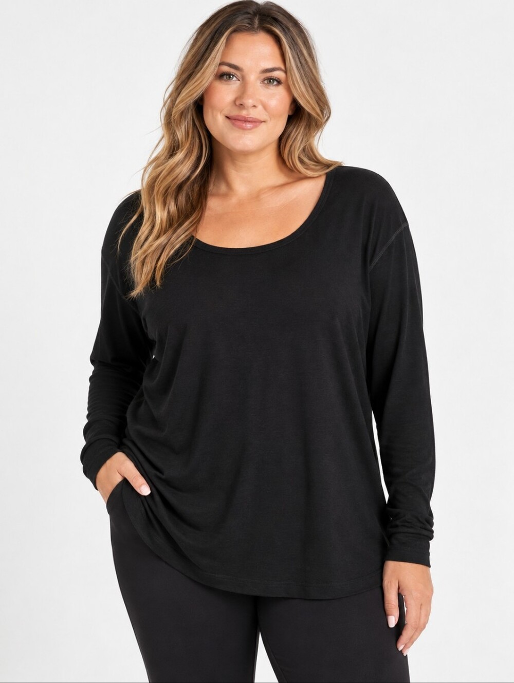 WoolX Riley Women’s 1X Black 100% Merino Wool Long Sleeve Base Layer